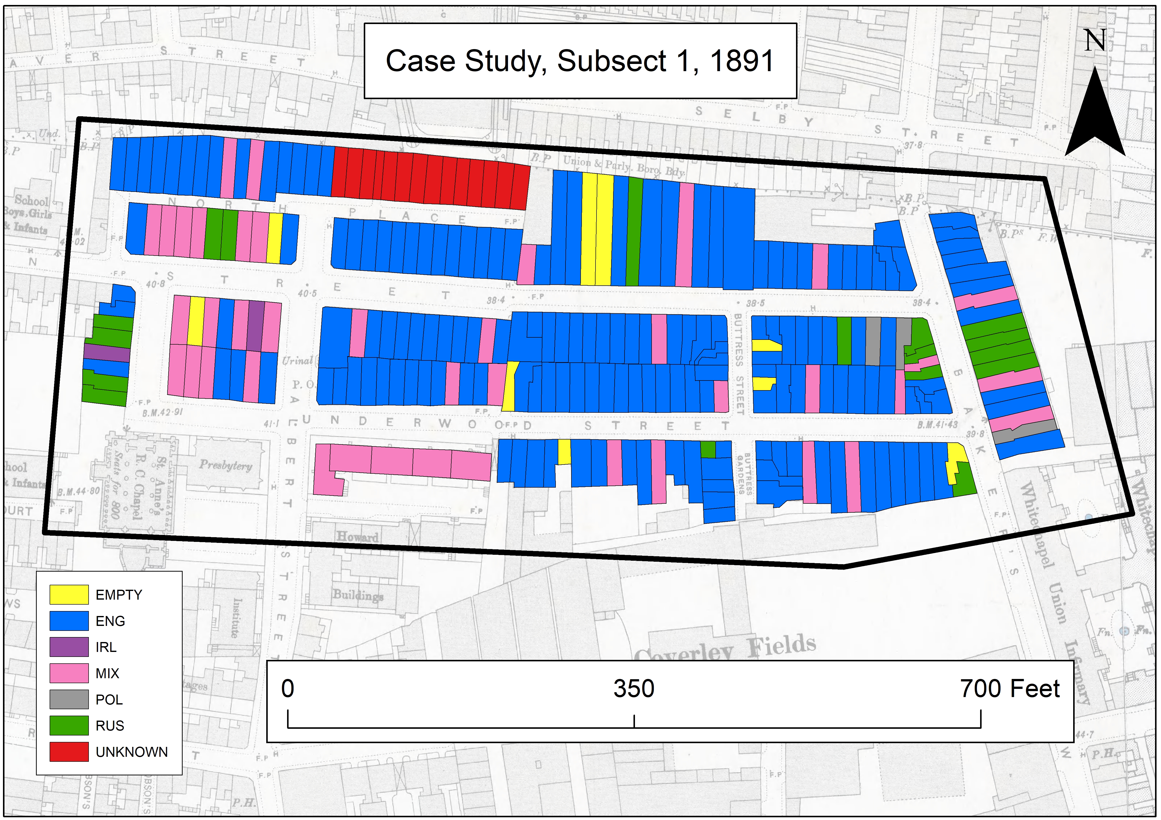 A map of subsect one in the year eighteen hundred and ninety-one