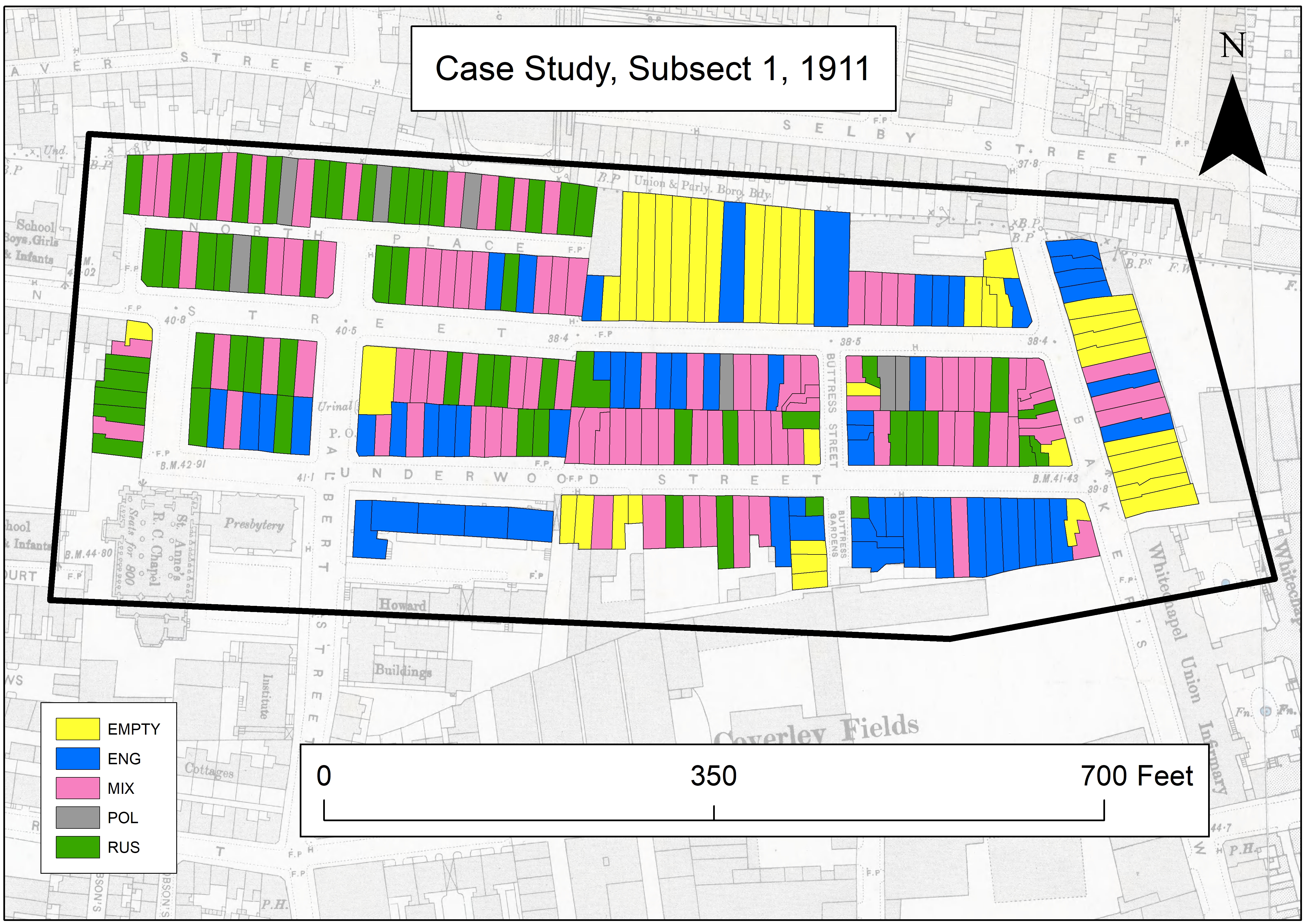 A map of subsect one in the year nineteen hundred and eleven