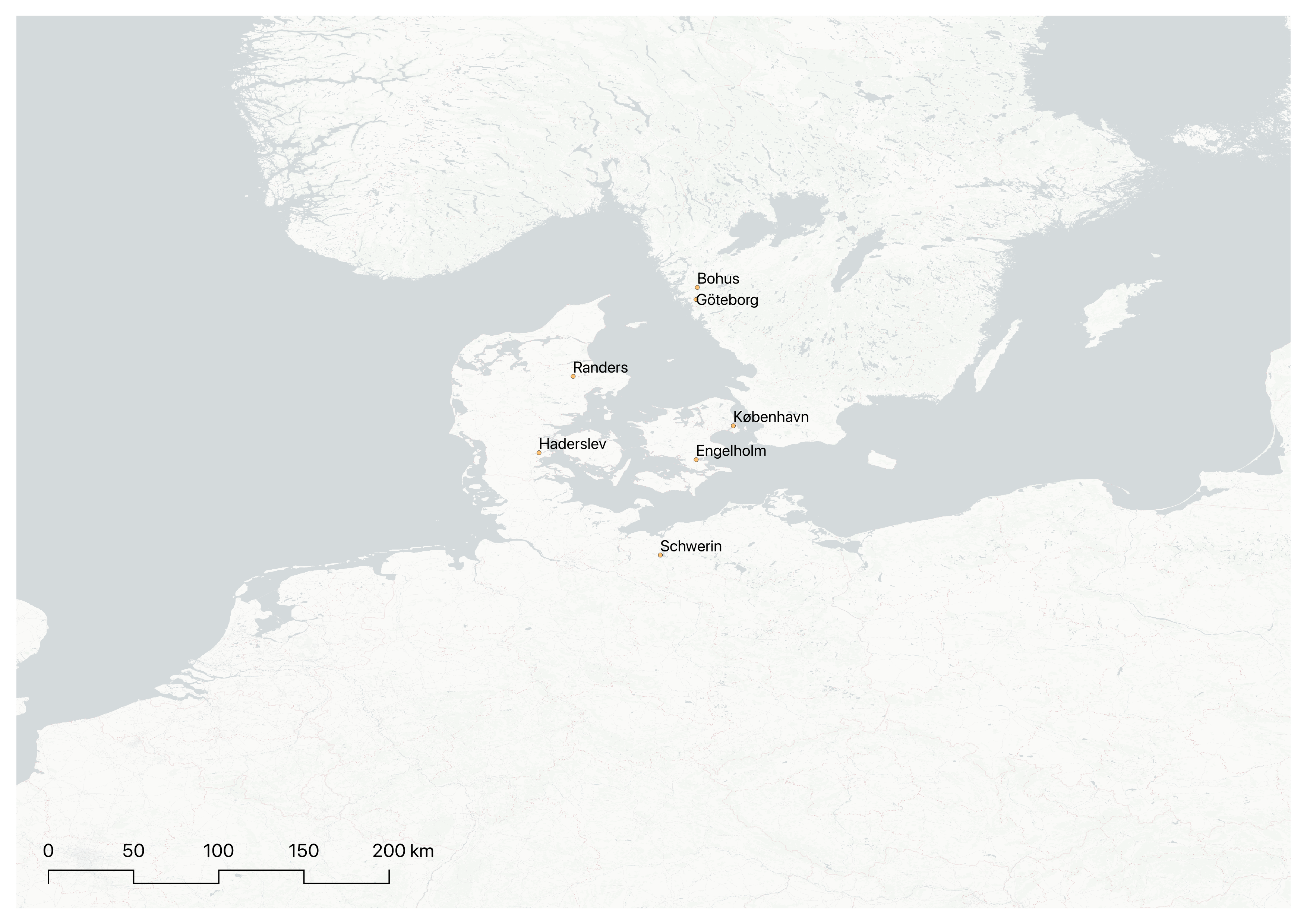 a digital map of europe showing orange dots indicating location that are also labeled with european cities. the dots are of various sizes to indicate density