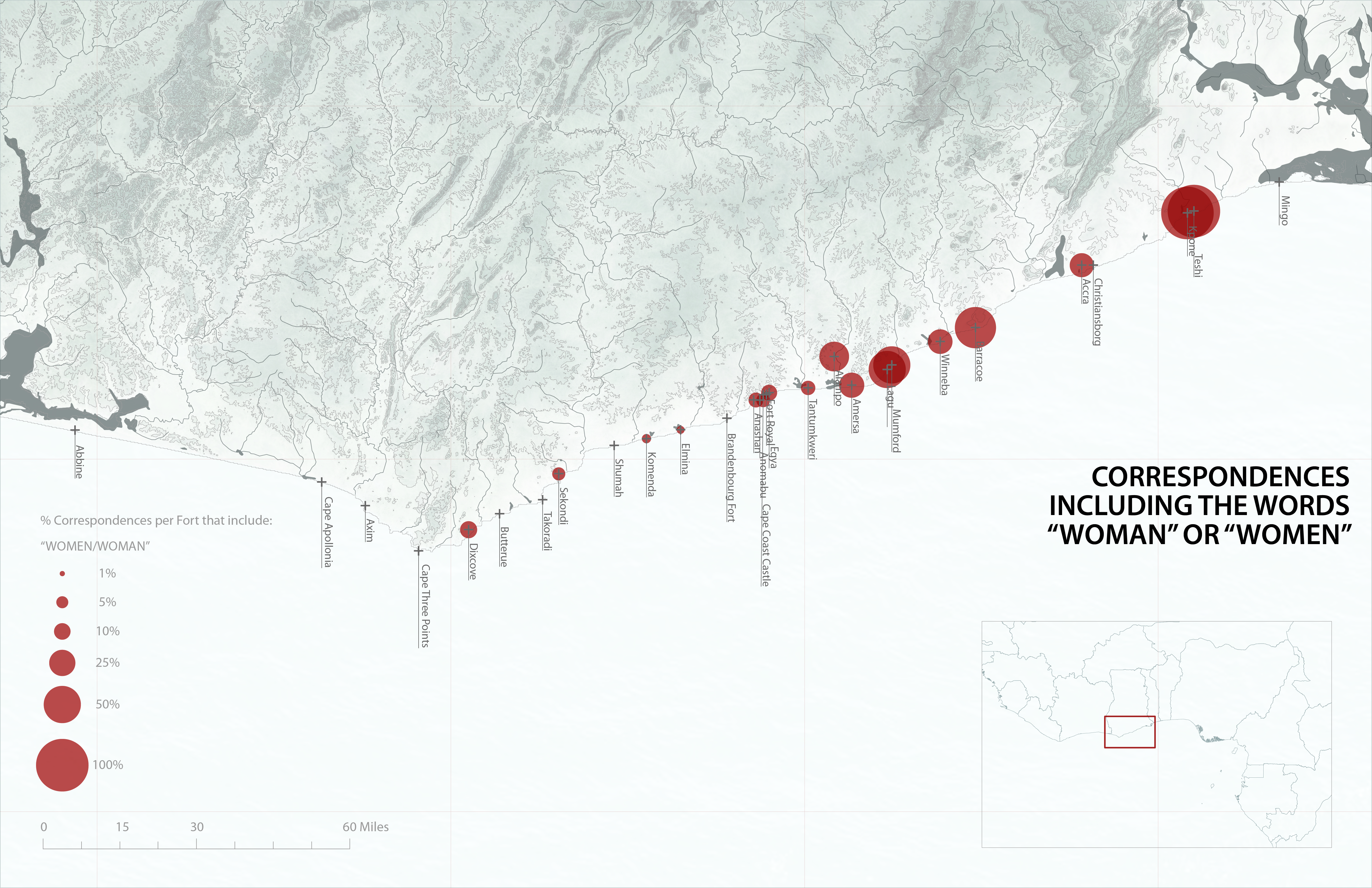 Map showing correspondence including the word &ldquo;Woman&rdquo; or &ldquo;Women.&rdquo;
